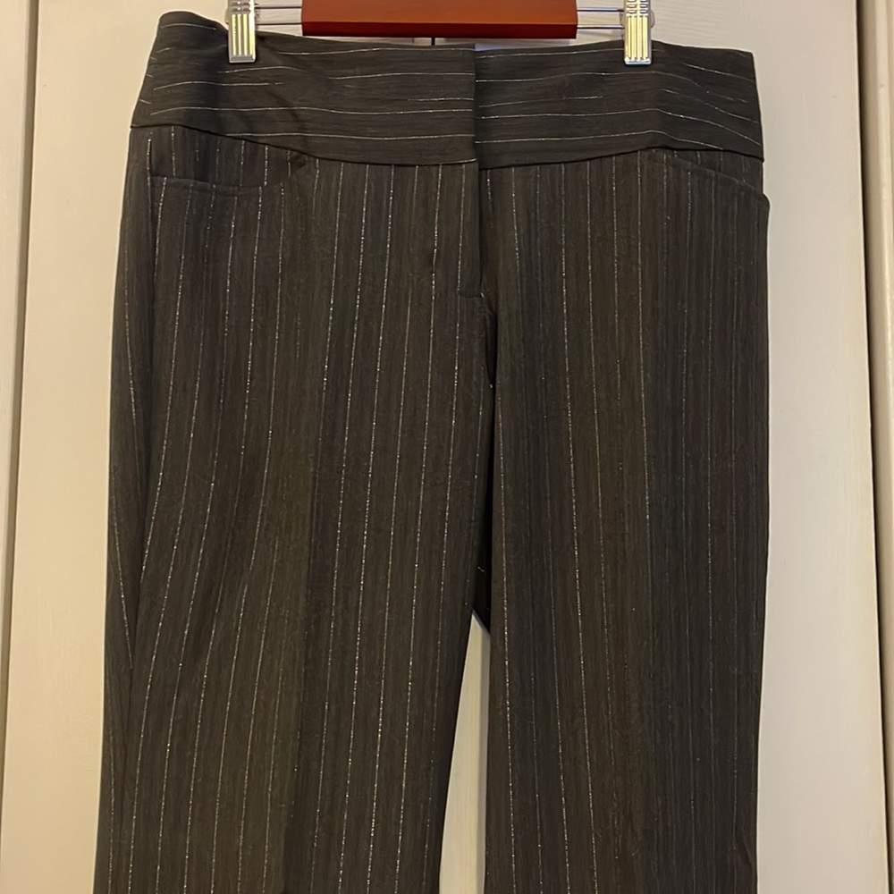 Express “Editor” Charcoal Gray Pants. Silver Meta… - image 1